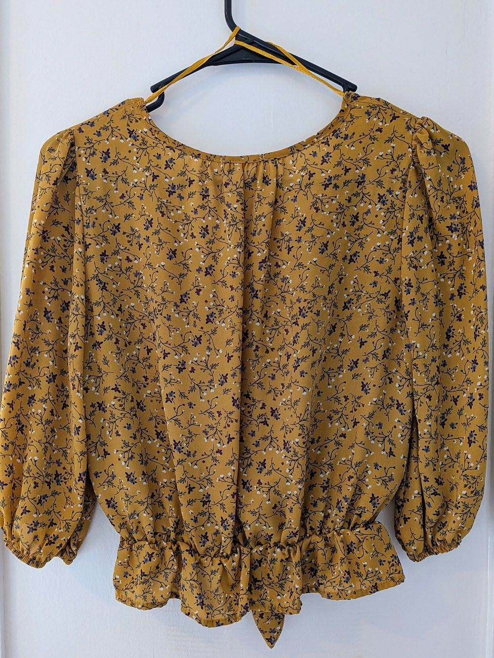 Sienna Sky Mustard Floral Tie-Front Long Sleeve Top - Picture 4 of 4